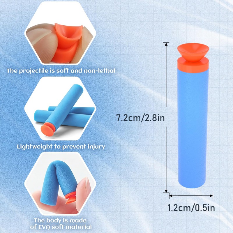 SYNTHORA 100pcs Foam Darts with Suction Cup Refill Pack, 7.2cm