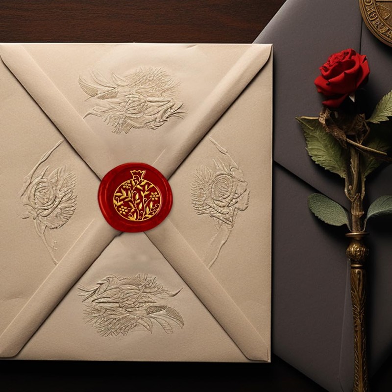 DELORIGIN Pomegranate Wax Seal Stamp Wedding Invitations Embossed Seal Stamp