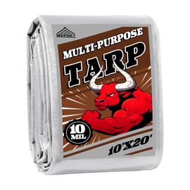 MVPNET Heavy Duty Waterproof Tarp 10x20 ft 10mil UV Resistant Silver/Brown
