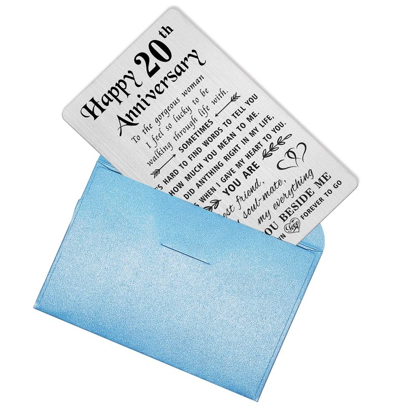 TANWIH 20th Anniversary Card Gifts for Wife Women, Happy 20