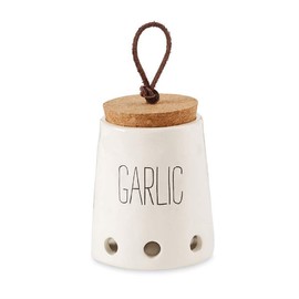 Mud Pie Garlic Keepers (White with Cork Top)