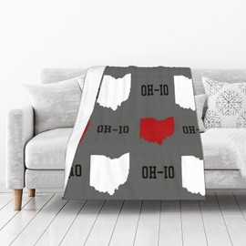 Ohio State - Manta de forro polar gris súper suave, acogedora, lavable, ligera, mullida para sofá, cama, oficina, viajes, campamento, tamaño cálido para todas las estaciones (50 x 40 pulgadas)