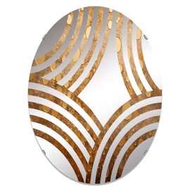 DesignQ abstract wall mirror, Oval 0 mirror, Round Gold bathroom mirror, abstract vanity mirror Glistening Bubbles: Gold Perlages In Motion printed mirror decor, oval mirror 24x36