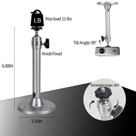 Runhike Lightweight Projector Mount Compatible with Vankyo,Ceiling Wall Mount Projector Stand with 6.88in(175mm) Height, Adjustable Angle 360° RotationBlack,1PCS