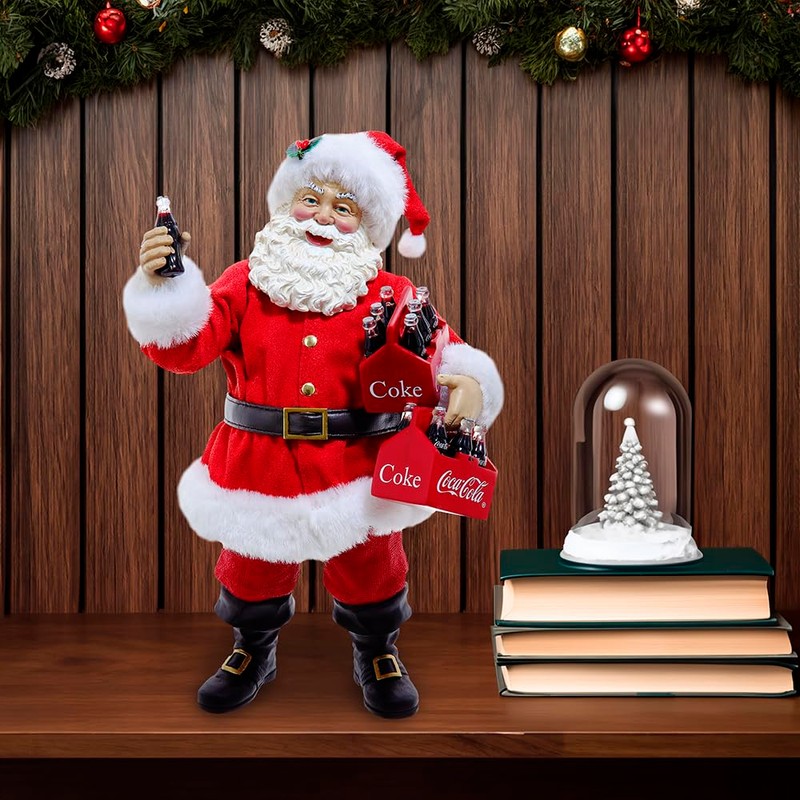 Kurt Adler 10.5-inch Coca-Cola Santa Holding Two Six Packs Table