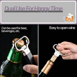 Wine Opener, Two-Prong Cork Puller with Sleek Case, Handheld Corkscrew Remover Labor-saving Wine Bottle Cork Opener for Home Bar Club Party Use