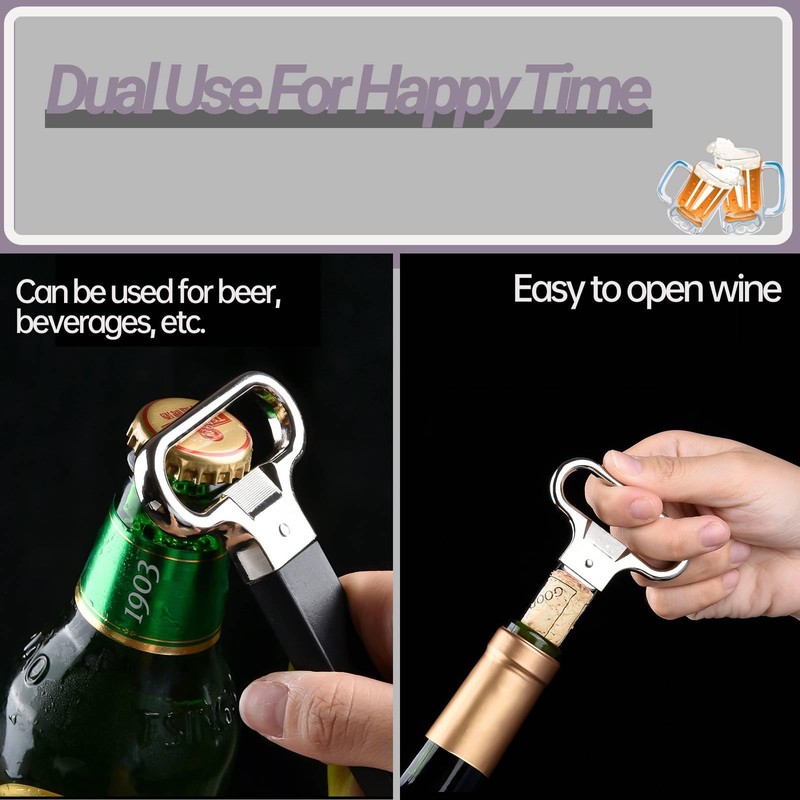 Wine Opener, Two-Prong Cork Puller with Sleek Case, Handheld Corkscrew