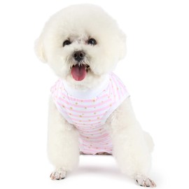 Due Felice Surgery Recovery Suit for Female Male Dog Cat Pet Surgical Onesie After Surgery Vest E-Collar Cone Alternative Doggy Shirt for Abdominal Wounds Skin Diseases Pink Stripe-StarM, Medium