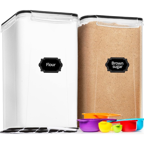 CEKEE Extra Large Food Storage Containers with Lids (6.5L |220 OZ| 2PCS) for Flour, Sugar, Rice, Cereal & Pasta, Airtight Plastic Food Canisters, Bulk Food Storage for Kitchen Pantry Organization