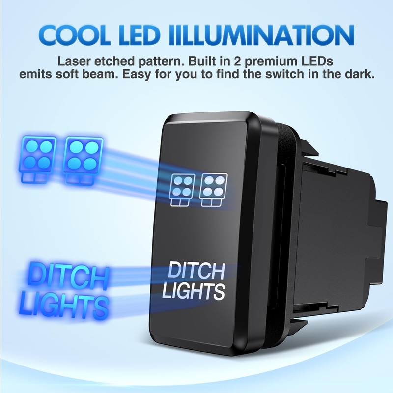 Nilight Ditch Lights Push Button Switch 12V ON Off Switch