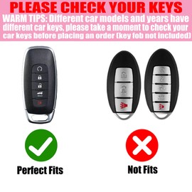 YIKECASE Key Fob Cover with Diamond Keychain Compatible with Nissan Car Key Holder Compatible with Nissan Rogue Pathfinder (2023 2024 2025) Sentra (2024 2025) for Women, 5 Buttons (Black-Heart)