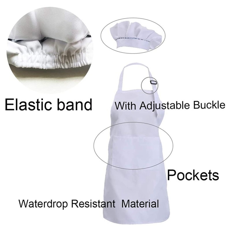 12-Piece Children's Apron and Chef Hat Set Adjustable Children's Kitchen