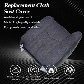 SecosAutoparts Driver Side Top Lean Back Dark Gray Replacement Cloth Seat Cover Compatible with Chevy Silverado Avalanche Tahoe Suburban GMC Sierra Yukon 2003 2004 2005 2006