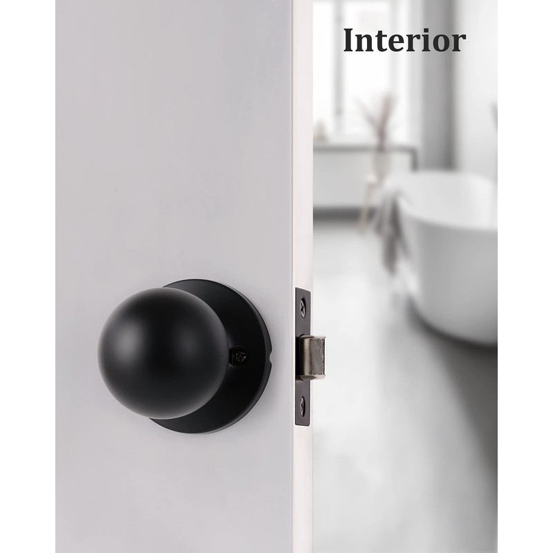 Lanwandeng Matte Black Passage Keyless Door Knobs for Closet/Hall/Conference Room,