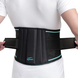 TYNOR Back Support Belt Adjustable Back Brace for Lower Back Pain,Breathable Lumbar Support Belt for Men & Women, Lower Back Brace for Herniated Disc, Sciatica & Heavy Lifting (Medium, Classic Black)