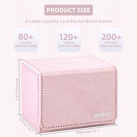 Sanseking Card Deck Box for MTG Commander Deck Box Fits 100+ Individually Shrink-Wrapped Cards, DuPont Tyvek Card Box, Magic Card Boxes for MTG TCG CCG (Horizontal, Pink)