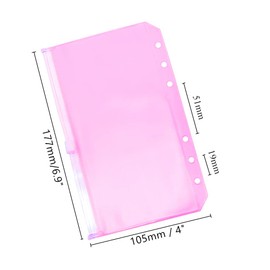 Pink PVC Binder Pockets 12pcs A6 Binders Zipper Pouch Bag Loose Leaf 6 Holes PVC Zip Organizer Folder for Journal Budget Filing Pocket Bags