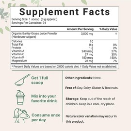 Micro Ingredients Organic Barley Grass Juice Powder, 10 Ounce
