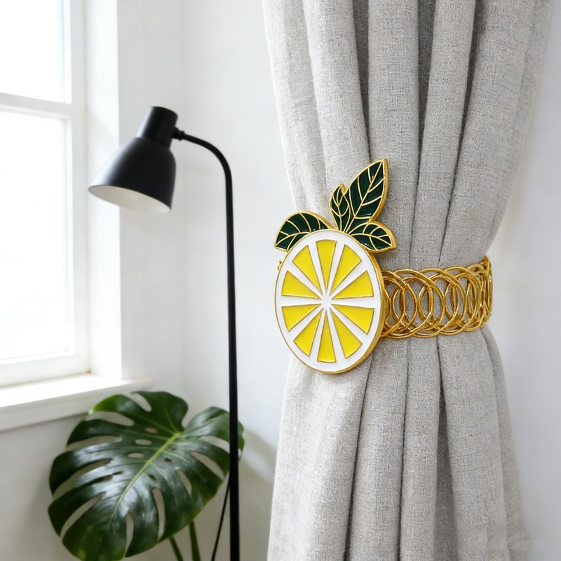 Davifina Lemon Curtain Tiebacks 2 Pack Yellow Fruit Spring Curtain