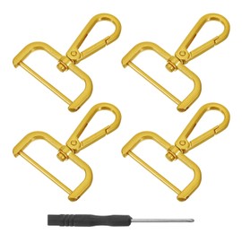 uxcell 4Pcs Swivel Clasps Hook, 38mm(1.5 Inch) D Ring Detachable Snap Hook Metal Lobster Claw Clasp Hook with Screwdriver for Purse Making Keychain, Retro Gold