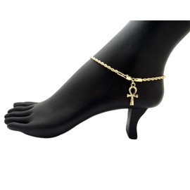 Fashion 21 Women's Egypt Queen Nefertiti, Ankh, Africa Piece 10 inches Rope Chain Anklet Ankle Bracelet (Ankh)