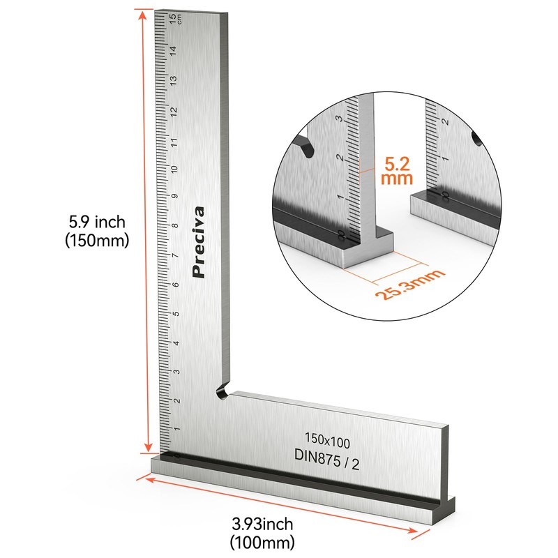 Preciva Engineer's Square 150 x 100 mm Try Square 90°