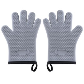 Walquicks Guantes Resistentes al Calor, Guantes Aislados, Guantes para Parrillar, Guantes de Horno Antideslizantes de Silicona, Guantes de Cocina, Guantes de Cocina de Seguridad para Cocinar(Gris)