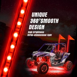 BESTZHEYU 2PCS 1.2M Red LED Whip Light for Truck, BESTZHEYU 4FT ATV UTV LED Whip Light Antenna Whips for RZR Polaris Off-Road Sand Dune Buggy 4x4