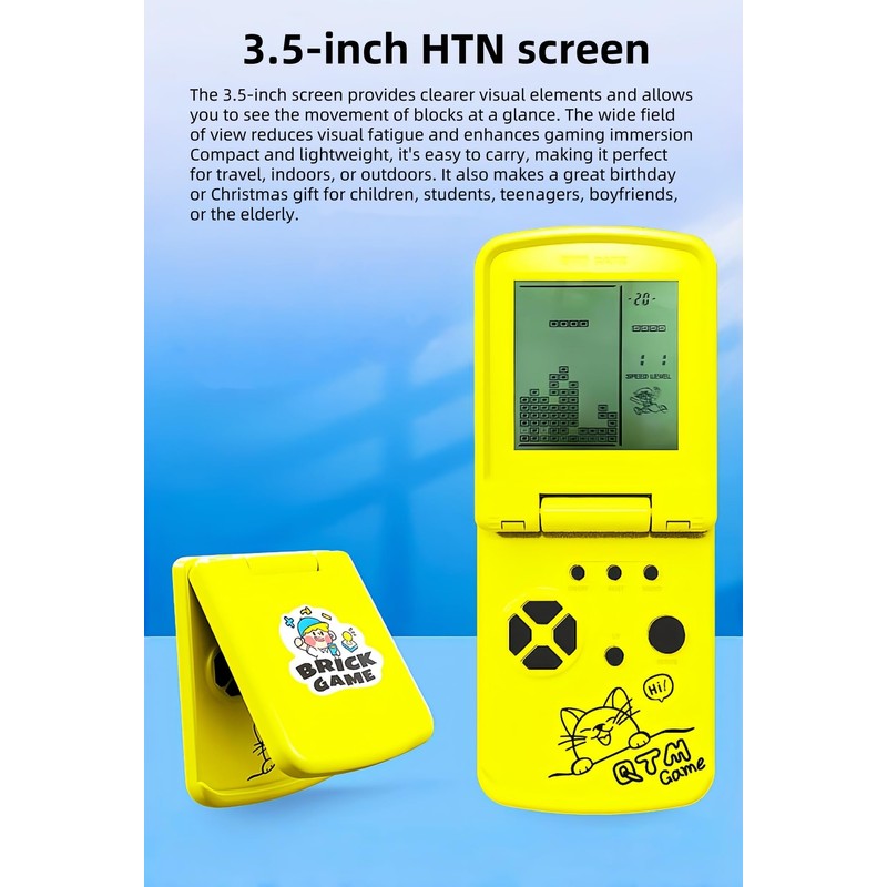 JXD 3.5-Inch Screen Block Game Console with Unique Flip Design