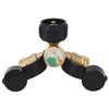 2 Way Propane Gas Splitter Brass POL to Qcc1 Y