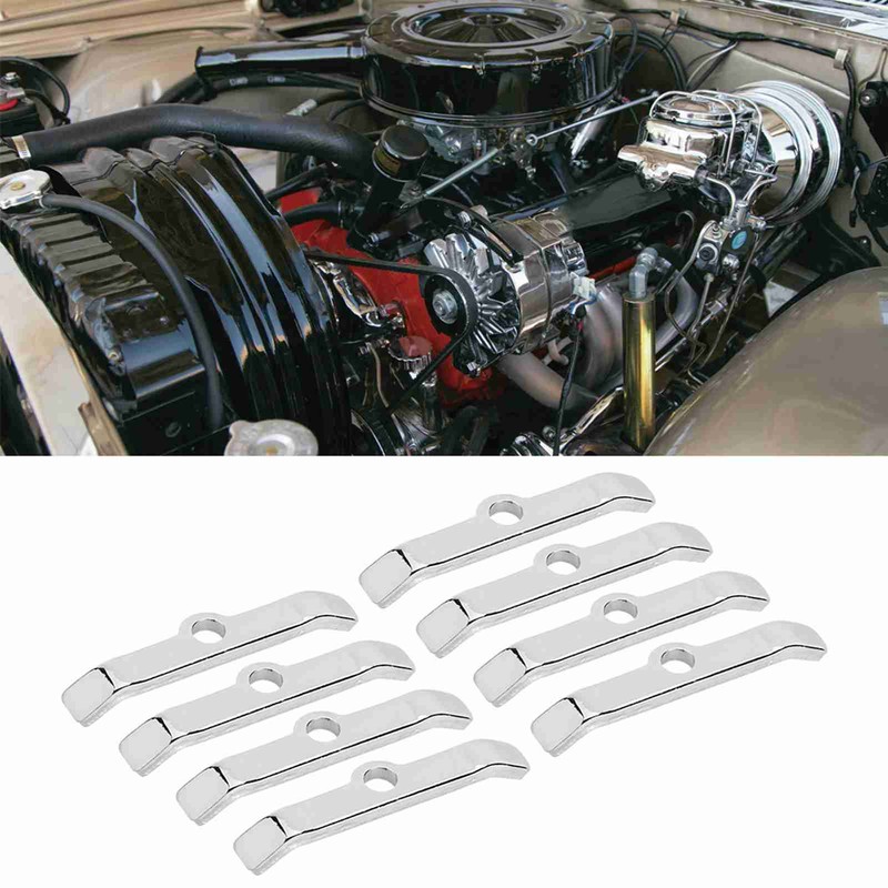 8pcs Chrome Valve Cover Hold-Down Tabs Spreader Bars Fit for