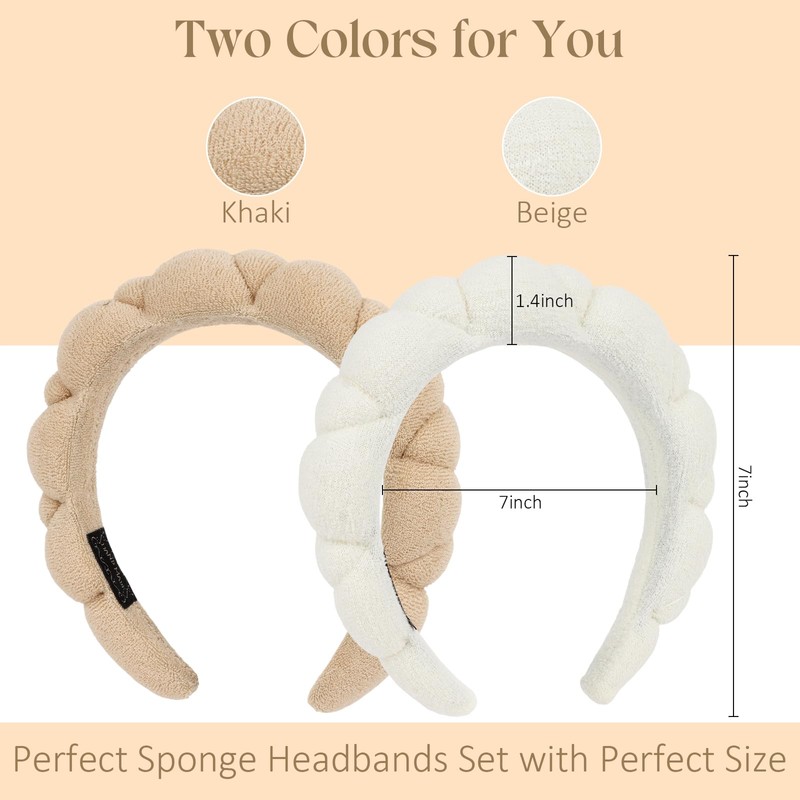AMCAMI 2 Pack Makeup Headband,Skincare Spa Headband,Bubble hairband for washing