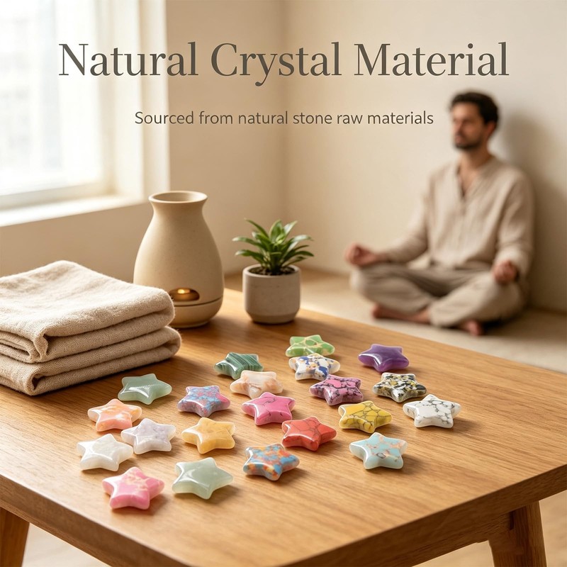 50 PCS Star Shaped Natural Crystal Stones 0.8inch for Meditation