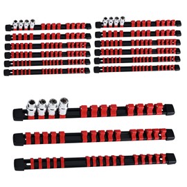 EGOFIX EGOFIX Socket Organizer Set 15PCS ABS Holder Kit - 1/4-Inch x 80, 3/8-Inch x 75, 1/2-Inch x 60 Clips, Drive Tray, Rail - Red
