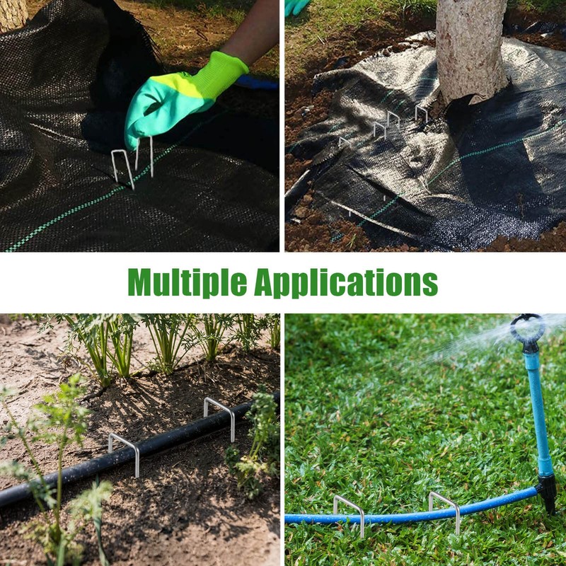 100PCS Landscape Staples Set, 80Pcs Galvanized Garden Stakes and 20Pcs