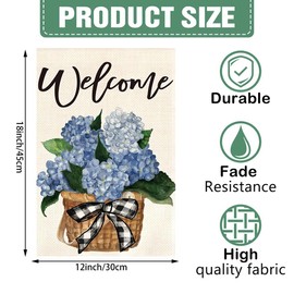 DMERBYL Hydrangea Spring Summer Garden Flag 12x18 Inch Double Sided Outside, Floral Welcome Yard Outdoor Flag