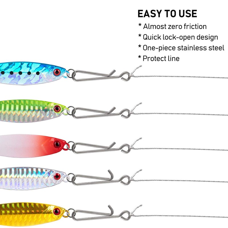 Alwonder 50pcs Fishing Snap Clips High Strength Stainless Steel Quick