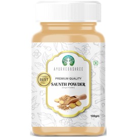 AYURVEDASHREE Ginger (Adarak) Powder Ground, Spice 100gm PET Jar | All Natural | Vegan | NON-GMO | Indian Origin | Saunth Powder | Soonth Powder | Sunthi Powder | Sonth Powder.