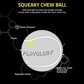 Playology Squeaky Chew Ball for Dogs | Engaging All-Natural Peanut Butter Scented Dog Toy for Medium Dogs up to 50lbs, Value 2-Pack | Squeak, Bounce, Fetch, and Play!