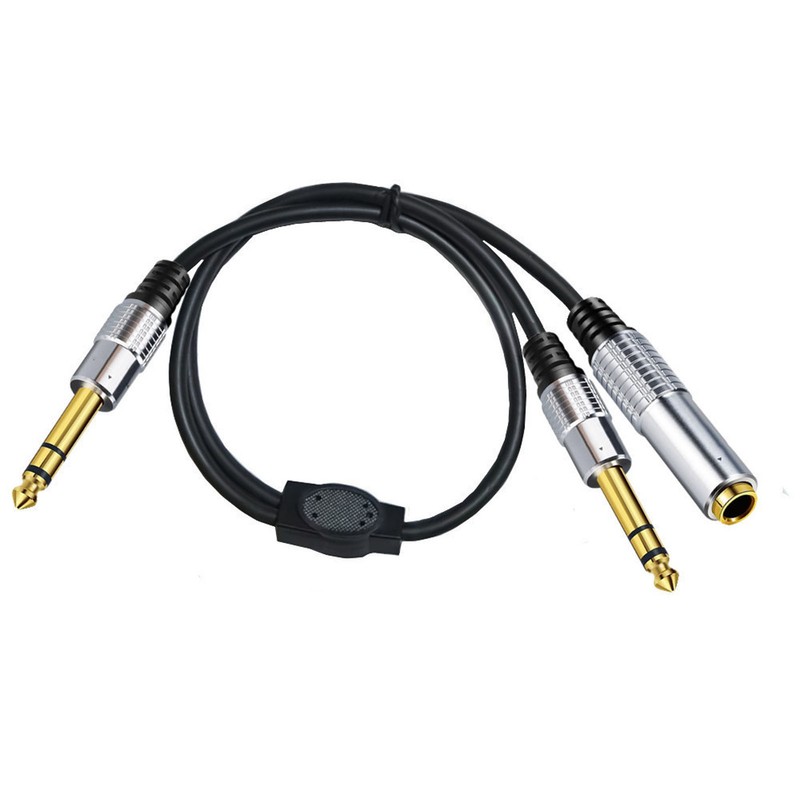 6.35mm Splitter Cable Female to Dual Male Gold Plated Plug