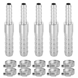 TAILONZ PNEUMATIC 5 Pieces 304 Stainless Steel Hose Overhead Jack, 10mm-12mm Hose Overhead Jack Different Diameter Joint, Hose Joint, Air Joint, Oil Joint, 10 Hose Clips