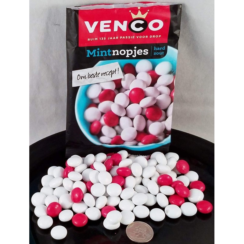 Venco Mint Licorice Buttons (Mintnopjes) Pack of 3 Dutch Salmiak