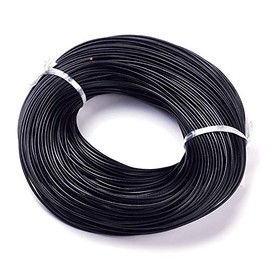 Fashewelry 109 Yards 2mm Round Cowhide Leather Cord Genuine Leather Thread for Leathercraft Necklace Bracelet Jewelry Making Braiding (Black)