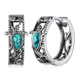 Turtle Huggie Earrings 925 Sterling Silver Sea Turtle Earrings for Women Ocean Beach Sea Turtles Gifts for Mom