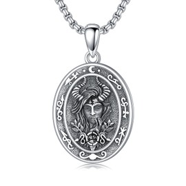 LEECCI Lilith Necklace 925 Sterling Silver Lilith Goddess Pendant Witch Lilith Jewelry for Women