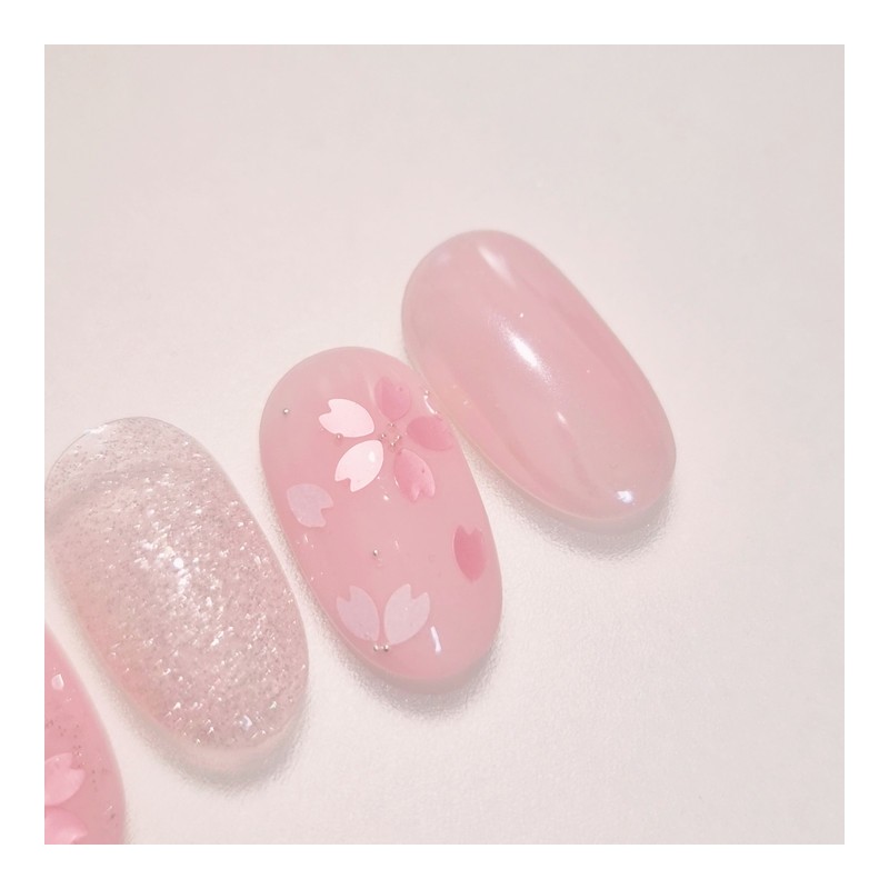 Kkotbi Handmade Nail Tips - Coffin Midi / 꽃비수제네일팁 -