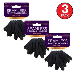 Donna Seamless Ponytail Holders 12pc Small Ponytail Holders Soft Ponytail Holders No Metal Ponytail Holders Black