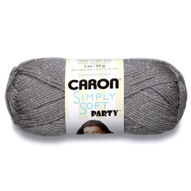 Caron Simply Soft - Hilo de fiesta, 3 onzas, calibre 4, color platino