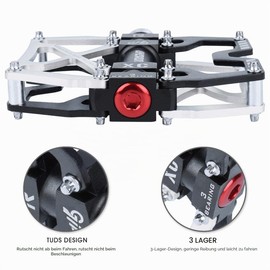 LYCAON Bicycle Pedals, Non Slip CNC Aluminum Alloy Bicycle Pedals, 3 Ball Bearing Pedals for BMX MTB 9/16 Inch (Silver)