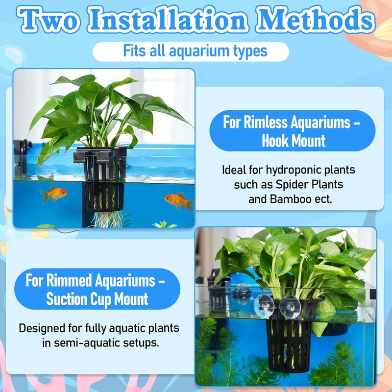 Lyksgir 6 Pack Large Aquarium Plant Holder with Extension Hooks(3